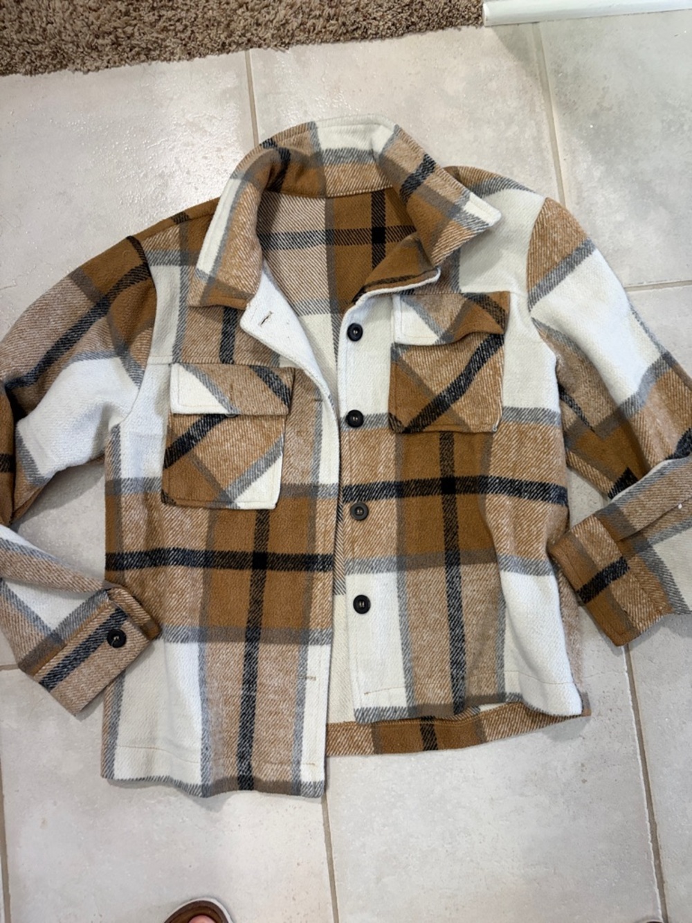 Mango Brown & Cream Knit Sweater with Subtle Stripe Detail